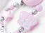 Schnullerkette mit Namen ♥ Mädchen ♥ Glitzer Stern Krone ♥ rosa silber Baby
