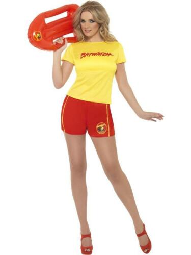 Ladies 1990's Baywatch Fancy Dress 2 piece Costume Shorts and T-Shirt 