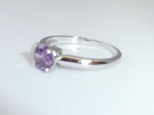 Damen Sterling 925 Silber 0,75 CT Brilliant Cut lila Amethyst Solitaire Ring