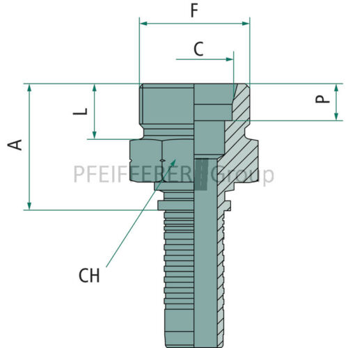 Pressnippel AGL métrico pn 12 AGL m22x1.5 15l