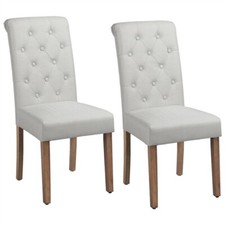 Juego de 2 Sillas de Comedor de Tela con Respaldo Alto Tapizado 45,5x62x98,5cm