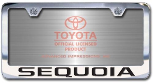 NEW Toyota Sequoia Chrome License Plate Frame Engraved Block Letters Set of 2