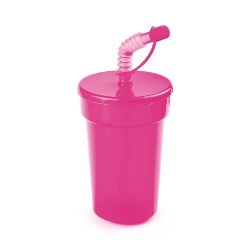 Translucent Coloured Party Beaker Tumbler Lid  /& Bendy Straw 400ml Travel Cup