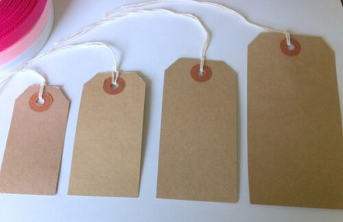 20 BUFF MANILLA STRUNG CARD GIFT/CRAFT/LUGGAGE TAGS VARIOUS SIZES AVAILABLE 