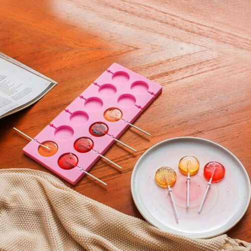 12 Capacity Round Silicone Lollipop Baking Hard Candys Mold DIY Mould Sticks