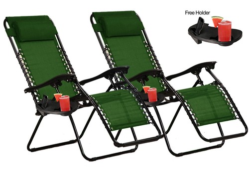 2x RECLINING SUN LOUNGER OUTDOOR GARDEN FOLDING ZERO GRAVITY CHAIRS MANY COLOURS