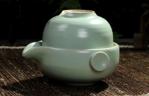 China Ru Kiln Ceramic Kung Fu Tea Set  Travel A Teapot And Teacup 