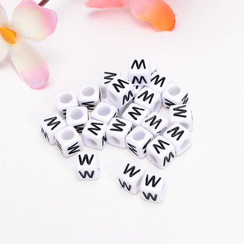 100pcs 6mm and 10mm white cube alphabet single letter beads A Z