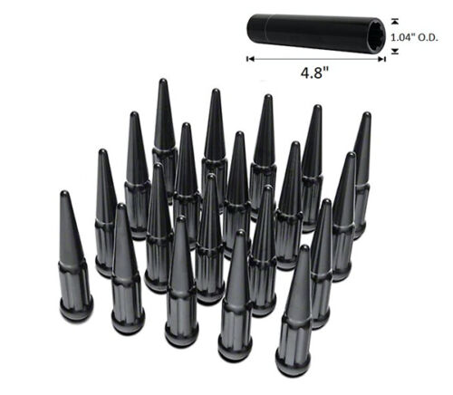 20 Black Spline Spike Lug Nuts 12x1.25 /& Security Key For Nissan Infiniti Wheels