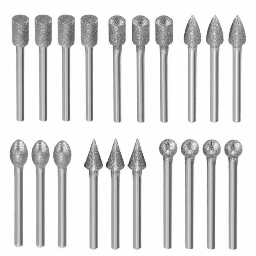 20Pcs 3mm Shank Diamond Grinding Burr Drill Bits Sets For Rotary Tools Hot sale