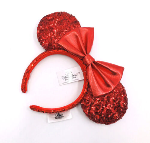 Disney Parks Redd Pirate Rare Exclusive 2020 Minnie Ears Red Sequin Bow Headband 