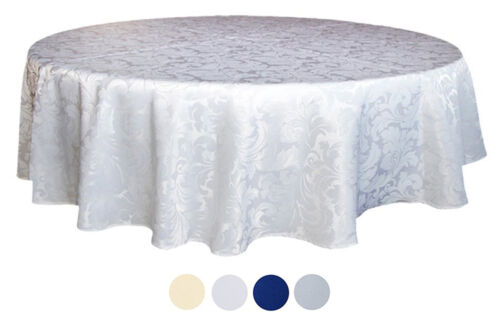 Tektrum 70" Round Damask Tablecloth-Waterproof/Spill Proof/Stain Resistant-White 