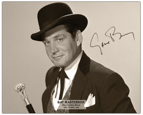BAT MASTERSON Gene Barry '50s Hit Western TV Series Photograph 8x10 Autograph RP 