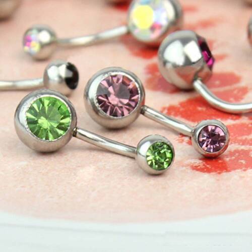12Pcs Surgical Steel  Crystal Rhinestone Belly Button Navel Bar Ring Piercing. 