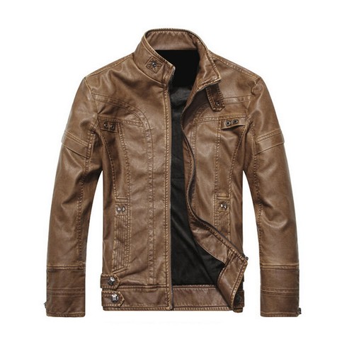 Men/'s Leather Biker Motorcycle Jacket Outwear Coat Jacket Stand Collar Pu
