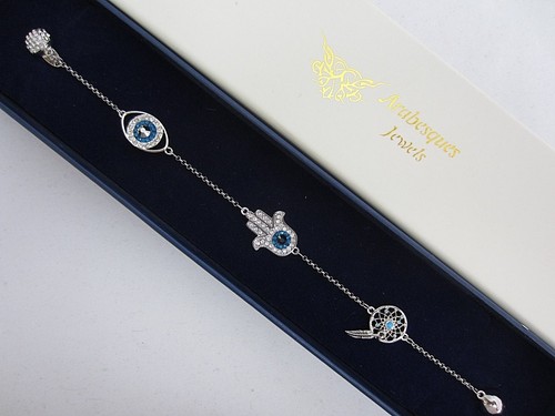 ARABESQUES GENUINE CRYSTAL HAMSA HAND//EYE VERSATILE STRAND BRACELET//BANGLE REMIX