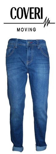 ★ COVERI MOVING PANTALONE JEANS UOMO ELASTICIZZATO DENIM STRETCH SABBIATO CP76 ★