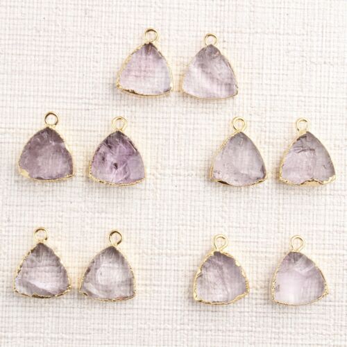 Trillion Shape Purple Amethyst Gold Plated DIY Earring Pair Connectors For Girls