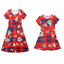 Christmas Mother Daughter Dress Santa Short Sleeve Xmas Family Matching Clothes