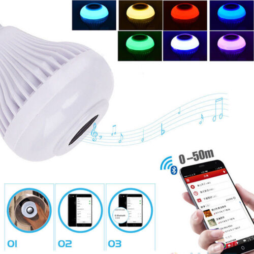 12W E27LED RGB Wireless Bluetooth Speaker Bulb Light Music Playing Lamp & Remote 