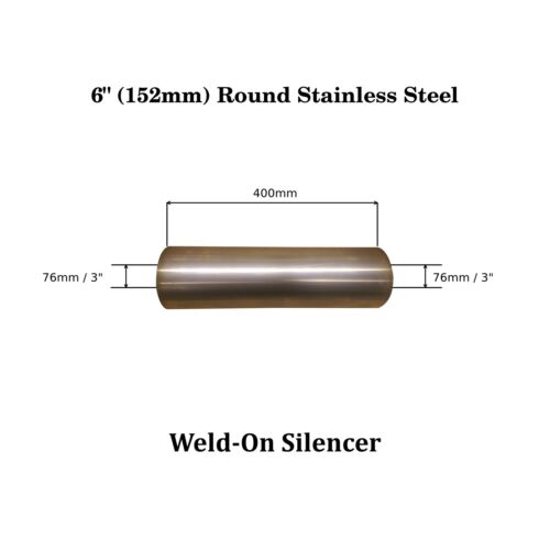 Bore 3"" 6" x 16" Weld On Stainless Steel Silencer Exhaust Box Body 76mm 
