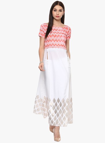 Blanc Rose Bollywood Kurta Anarkali Indian Pakistani Kurti