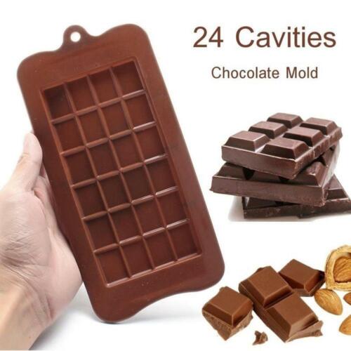 24 Grid Square Chocolate Candy Mold Bar Block Ice Silicone Sugar Cake Bake U3H4 