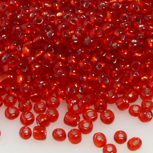 1405 800 Rocailles Glasperlen mit Silbereinzug 3mm rot Perlen zum Basteln