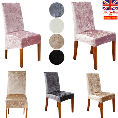 Details about  / Slipcover Dining Chair Crushed Velvet Slip Covers Seat Elastic Stretch Removable