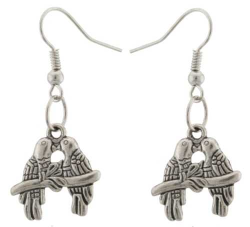 Zest Love Bird Drop Earrings for Pierced Ears Tibetan Silver 