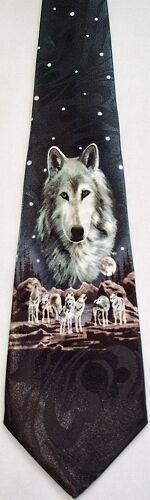 NEW! Wolf Head, Wolves in Pack Howling at Moon, Animal Novelty Necktie #1471-K