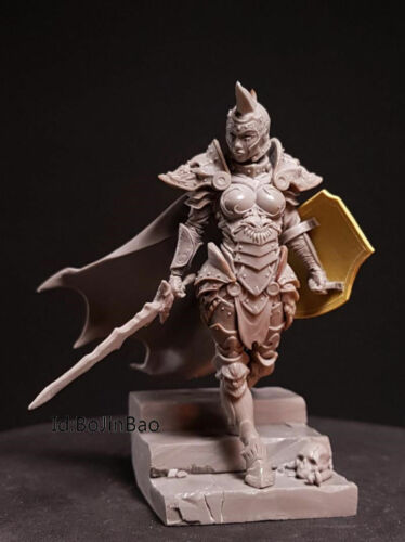 1//24 75mm Model Kits Fantasy Female Swordman Unpainted Resin Figurine Garage Kit