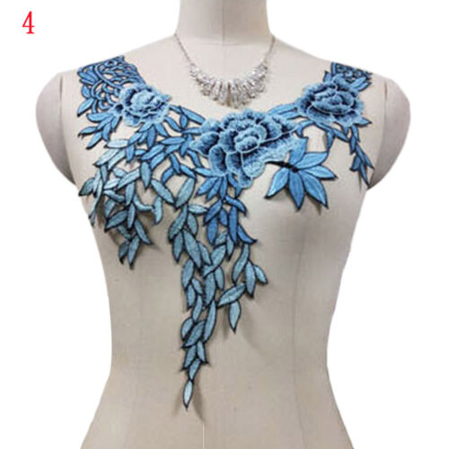 1X DIY Fabric Flower Lace Venise Sewing Applique Collar Neckline Applique Craft