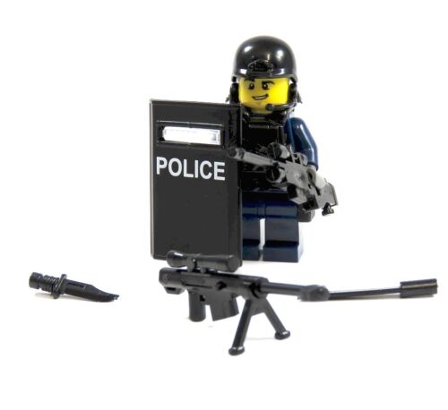 Custom soldier mini figure with black panels in lego and custom parts