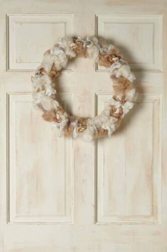 Details about  / Anthropologie All Roads Wreath Holiday Melange Wool Cotton Rope Neutral 18/" NWT