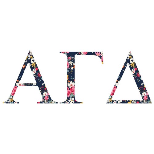 Alpha Gamma Delta Standard Greek Font Floral Print Letter Sticker Car//Computer