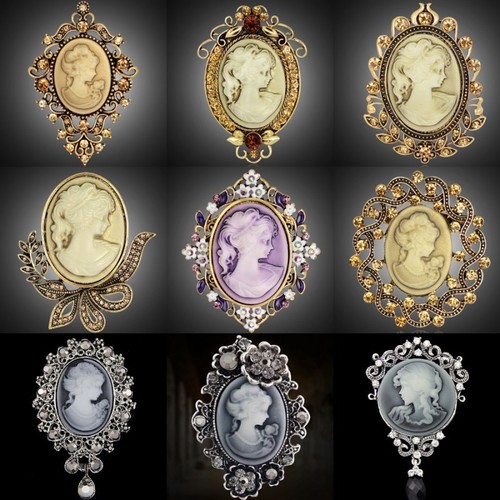 Retro Beauty Cameo Femmes Lady Résine Cristal Pendantes Pendentif Broche Bijoux Cadeau