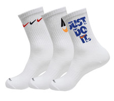 NIKE EVERYDAY PLUS CUSHIONED LOGO CREW SOCKS 3PACK DH3822-902 UNISEX ALL SIZES