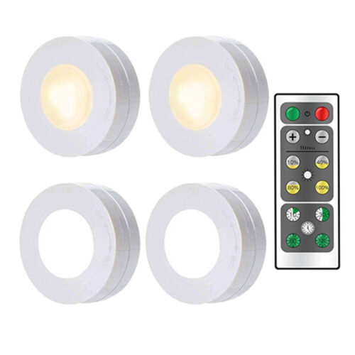 6Pcs Wireless LED Puck Lights Closet Under Cabinet Lighting With Remote Control 