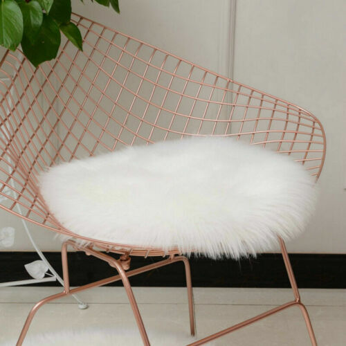 Luxury Round Puffy Cushion Chair Pad Winter Warm Thick Faux Fur Floor Mats Rugs