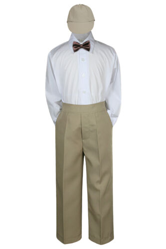 4pc Boys Suit Set Chocolate Brown Bow Tie Baby Toddler Kid Uniform Pants Hat S-7 