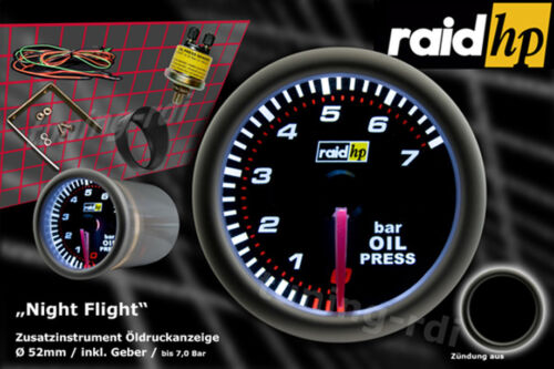 Raid HP nightflight pression d/'huile Affichage Instrument supplémentaire 52mm verre noir// Capteur