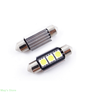 2Pcs Xenon White 3-SMD 1.50/" 36mm 6418 C5W LED Bulbs For Car License Plate Light