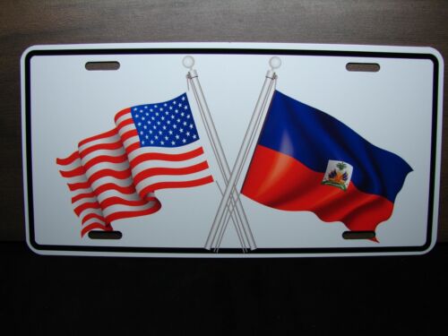 HAITI AMERICAN FLAG METAL NOVELTY LICENSE PLATE TAG FOR CARS DRAPEAU DE HAÏTI