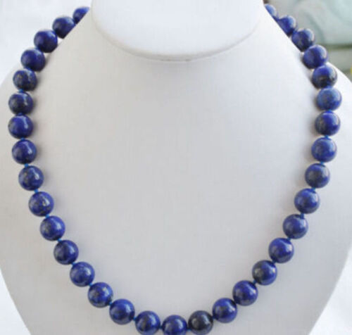 8 mm Real NATUREL BLEU LAPIS LAZULI Gemstone Round Beads Necklace 18/" AAA