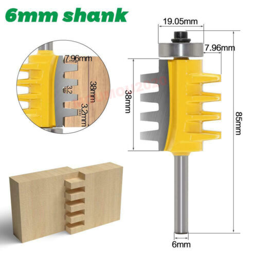 Tongue Groove Router Bit Set 6/8mm 1/4in Shank T-shape Wood Milling Cutter Tool 
