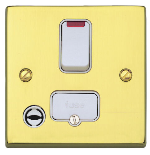 MK Savoy Plus 13A Switched Spur Connection Unit with Flex outlet K5971 PBS Brass 