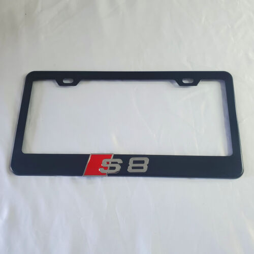 Audi S8 Emblem BLACK Stainless License Plate Frame RUST FREE Creative 3D 
