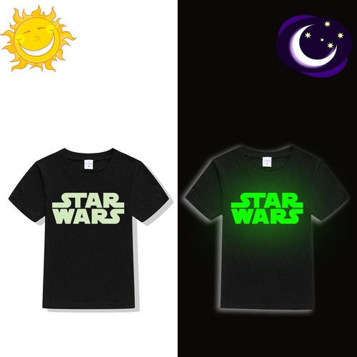 Luminous Star Wars Kids T Shirt Letter Logo Print Boy Girl T-shirt Glow In Dark