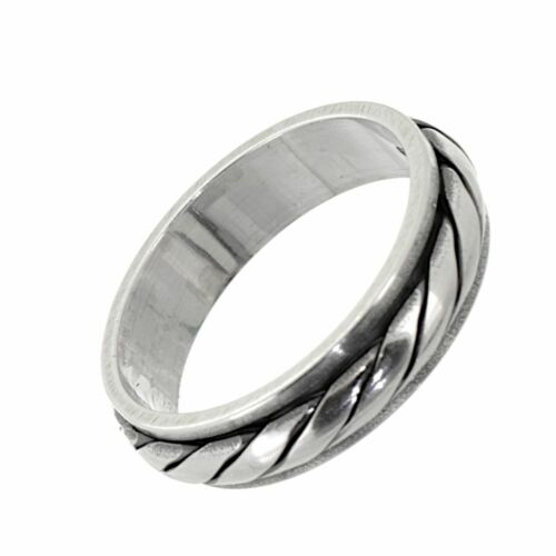 Details about  / Contemporary Sterling Silver Jewellery Simple Spinning Ring with Woven Patte...